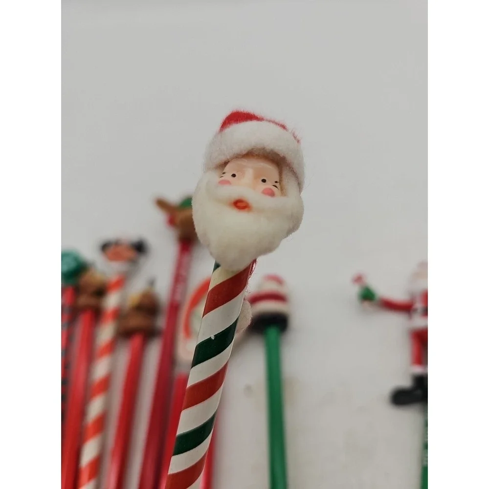Vintage Novelty  Pencils w/ Toppers LOT 80s 90s Lot Of 22 Christmas Theme School